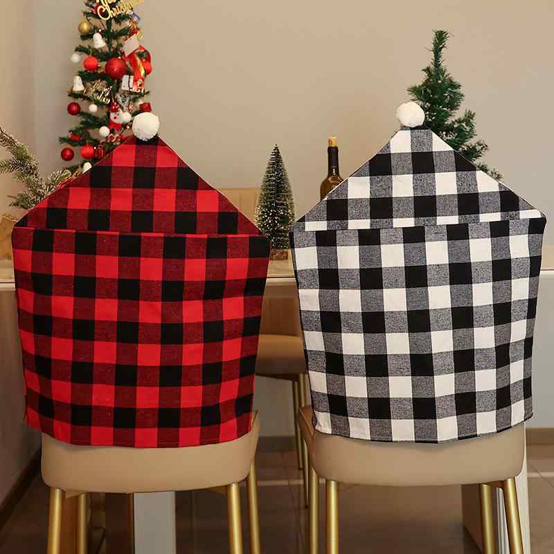 椅子カバー クリスマス用 レッド ブラック 格子柄 布製 おしゃれ かわいい パーティー デコレーション 食卓 模様替え イベント 飾り付け チェアカバー