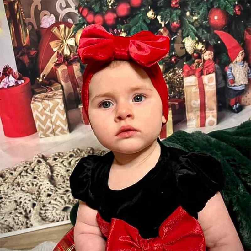 キッズ ベビー 女の子 ヘアバンド 赤ちゃん 幼児 光沢 ベルベット リボン クリスマ...