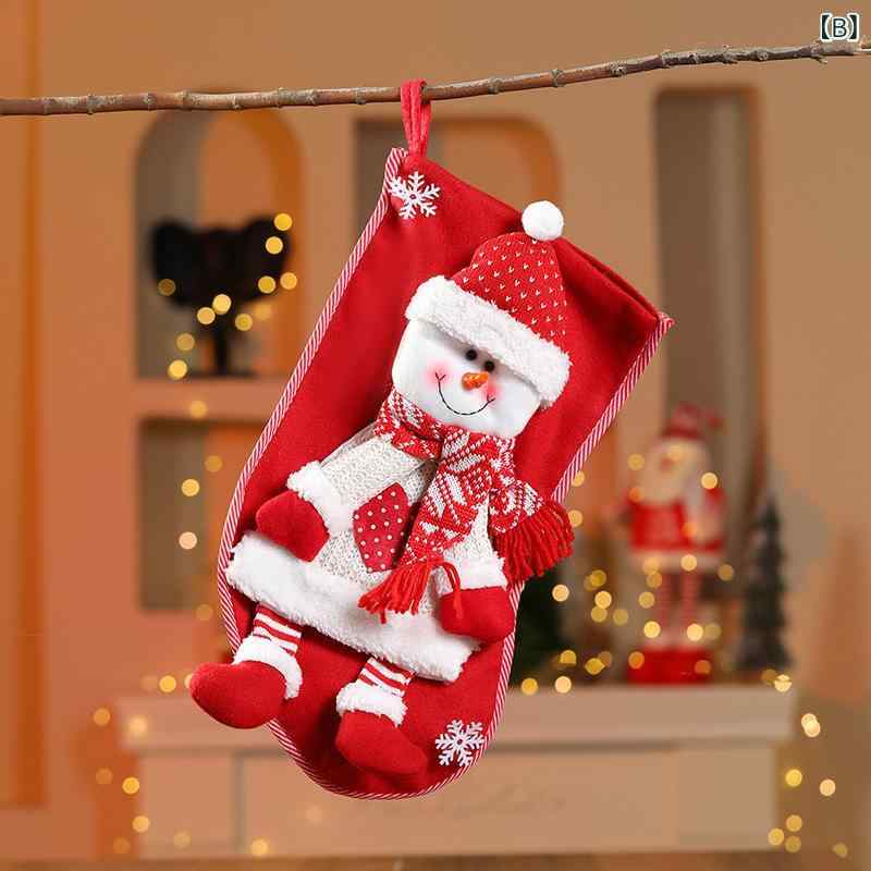 クリスマスストッキング キッズ 子供用 大型 ビッグサイズ ニット 立体 3D サンタクロース かわいい プレゼント ギフトバッグ お菓子入れ 飾り付け デコレーション クリスマスイベント用 3