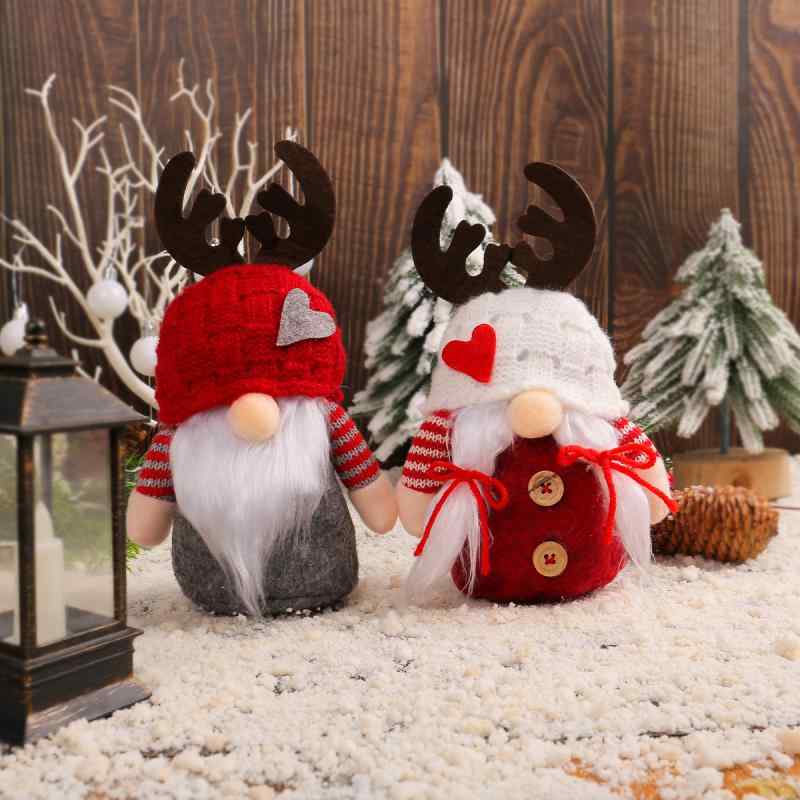 クリスマス 置物 ニット帽 鹿角 ルドルフ トナカイ ノーフェイスドール 顔なし人形 卓上飾り かわいい おしゃれ デコレーション オブジェ 冬 インテリア 韓国風 カートゥーン 赤 白