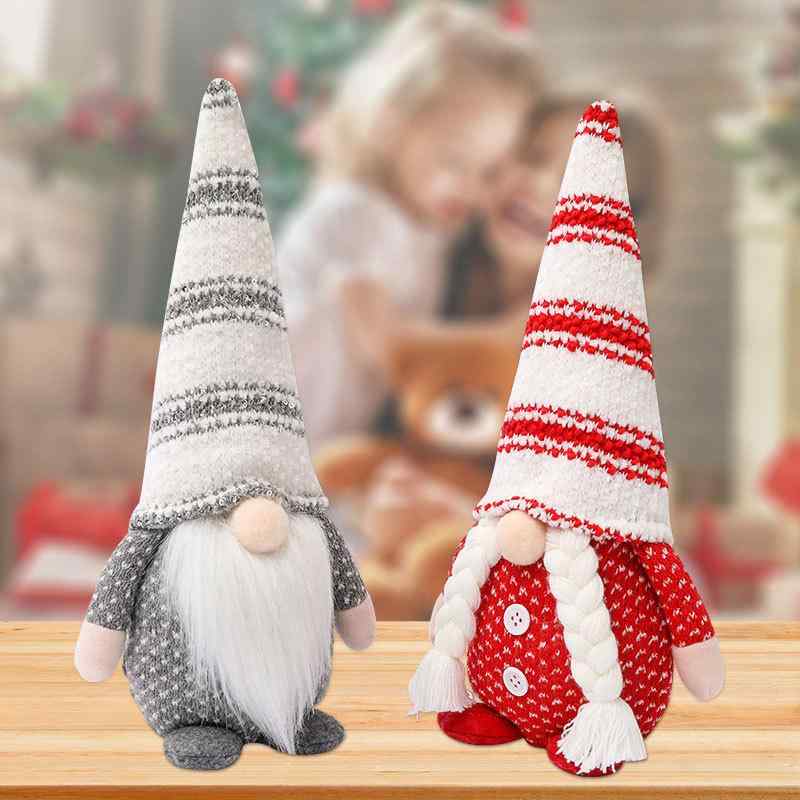 置物 クリスマス ペア ルドルフ ニット帽 ボーダー柄 顔なし ぬいぐるみ ドール マスコット 布製 ファブリック かわいい おしゃれ レッド 赤 グレー 灰色 インテリア 飾り ホームデコレーション 室内装飾 玄関 リビング プレゼント ギフト
