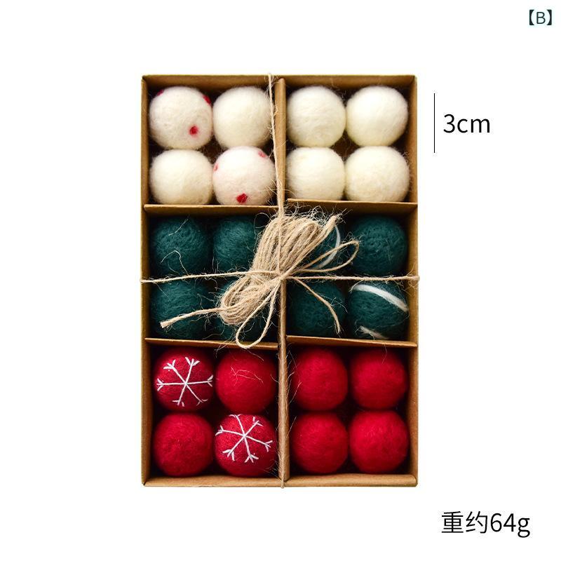 クリスマス飾り 羊毛フェルトボール 北欧風 24個セット 吊り下げ オーナメント かわいい デコレーション 室内装飾 リビング 玄関 クリスマスシーン 装飾品