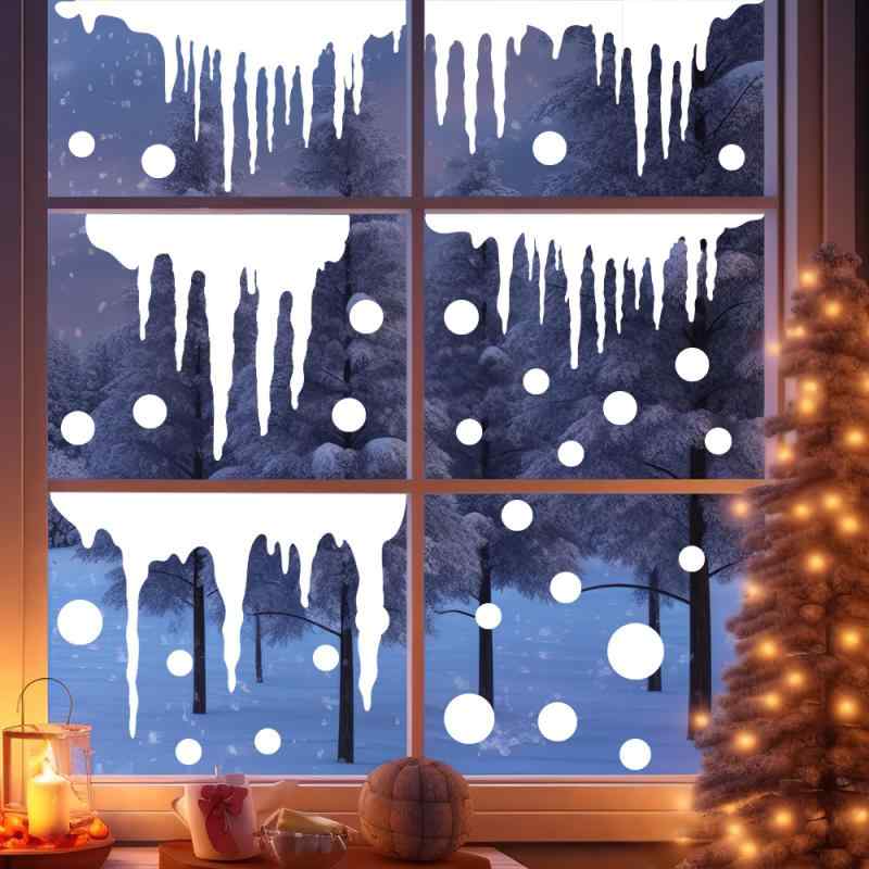 樂天商城 - 窓飾りシート クリスマス 冬飾り 氷柱 スノーボール 雪の結晶 静電吸着 糊なし 剥がせる 貼り直し可能 繰り返し使用 PVC 窓ガラス 店舗装飾 ディスプレイ イベント パーティー リビング 寝室 簡単 かわいい おしゃれ