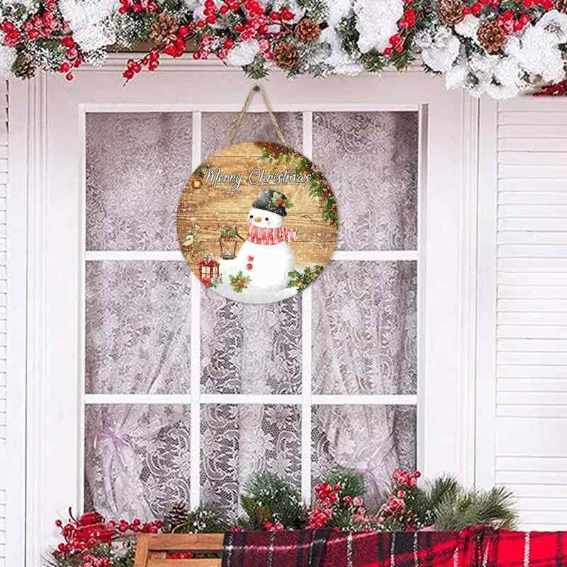 インテリア雑貨 クリスマス 黄楊の木製 円形 ドアプレート サインボード ウェルカムボード おしゃれ オブジェ モダン シンプル ホームデコレーション(x2)