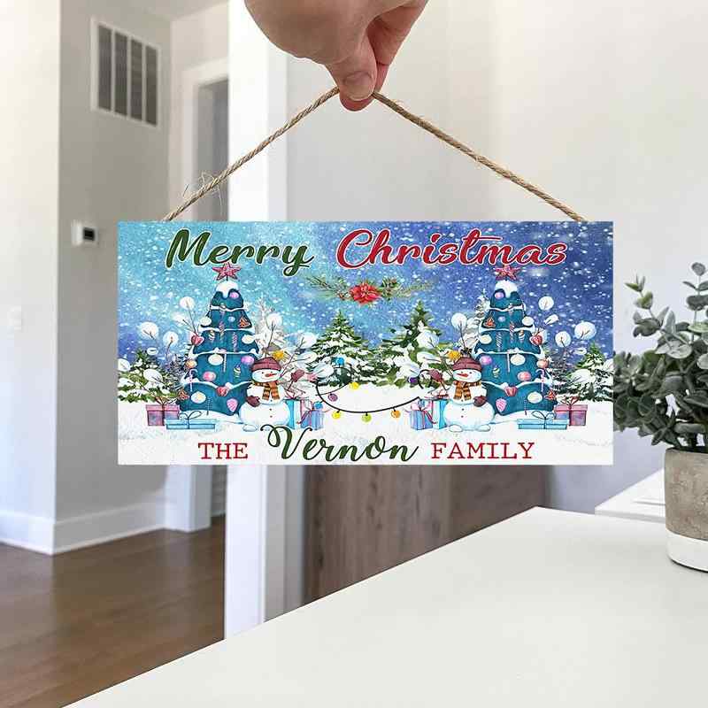 クリスマス ドアプレート 木製 長方形 サインボード 装飾プレート 玄関 部屋 室内用 インテリア雑貨 ウォールデコレーション モダン シンプルデザイン 天然木(x2)