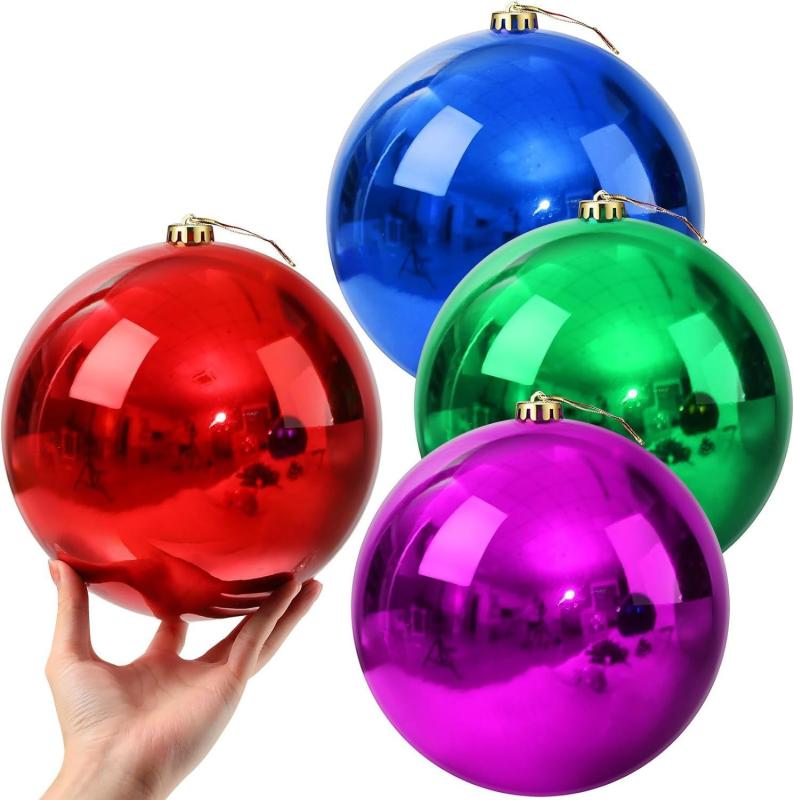 クリスマスオーナメント 大型 光沢 電気メッキ デコレーションボール カラフル 多色展開 吊り下げ クリスマスツリー 店舗ディスプレイ 空間装飾 パーティー イベント飾り プラスチック製 モダン スタイリッシュ