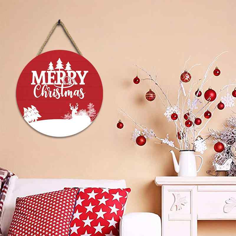 壁飾り クリスマス 円形 ウッドプレート 木製オーナメント 農家風 カントリー調 北欧 玄関 部屋 リビング インテリア デコレーション サインプレート ホリデーシーズン 祝祭ムード(x2)