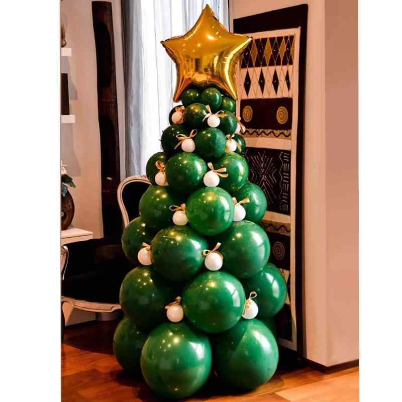 バルーン 風船 クリスマスツリー ラテックス アルミフィルム ミックスカラー クリスマスデコレーション 店舗 イベント バルーン 風船コラム セット