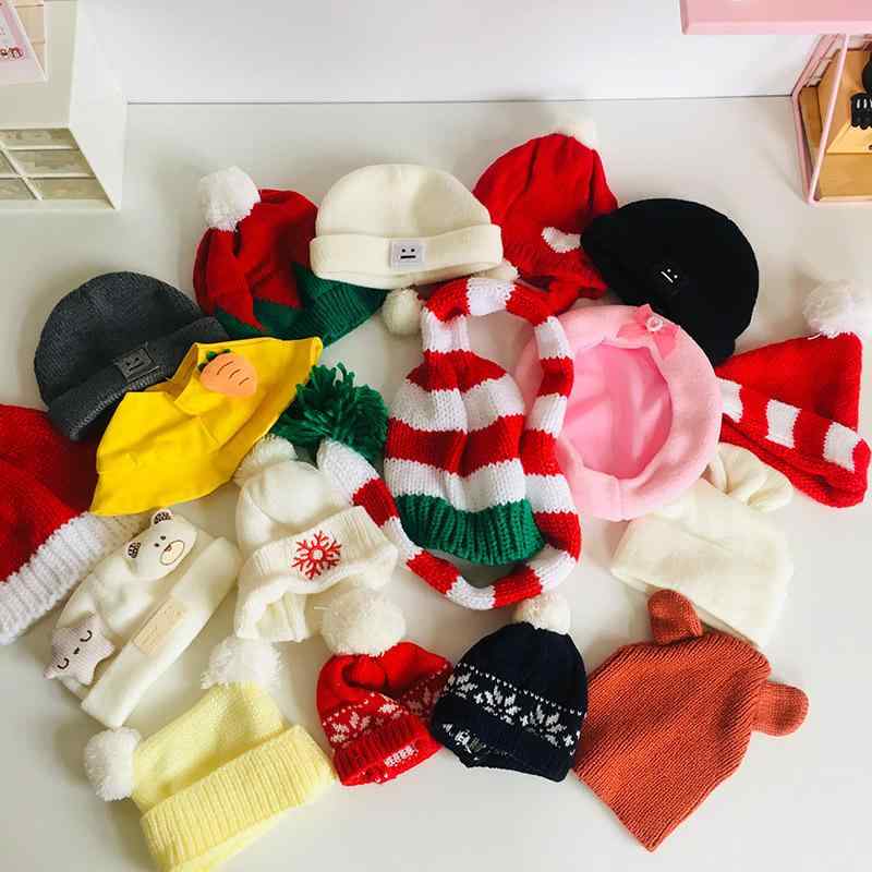 ぬいぐるみ ドールウェア 20cm 30cm 綿人形 ジョイントベア 着せ替え ドール用 ニット帽 クリスマス帽 スマイル ビーニー キャップ