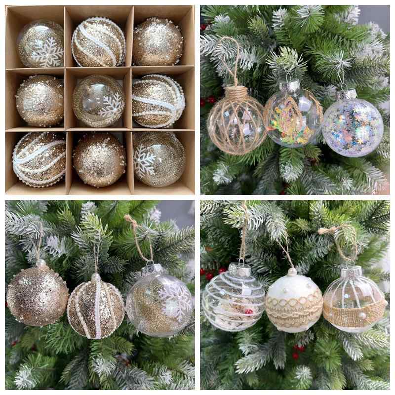クリスマス オーナメント 8cm ゴールド シャンパンカラー プラスチック製 ボール パーティー デコレーション イベント 店舗 自宅装飾 ツリー用品 華やか