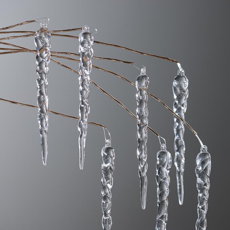 クリスマスオーナメント アクリル 氷柱 透明 ピック 飾り枝 吊り下げ 置き物 冬 ウィンター インテリア..
