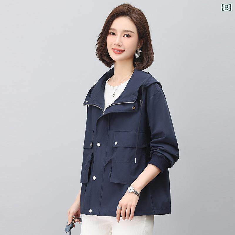 アウター レディース フード付き 防風 体型カバー 細見え 着痩せ 上品 きれいめ シンプル ゆったり ビッグシルエット ドロップショルダー 長袖 綿 ジップアップ カジュアル 秋 ジャケット