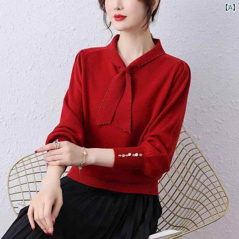 ニット トップス レディース 中高年 女性 ミセス 春秋 暖かい 保温 Vネック 長袖 スリムフィット インナー おしゃれ 上着 切り替え 普段使い