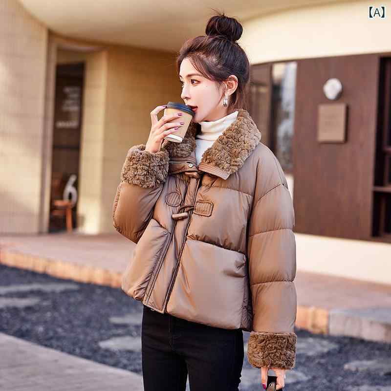 ダウンジャケット レディース ショート丈 ボア 切り替え ゆったり ビッグシルエット 襟付き ジップアップ ドロップショルダー ホワイトダックダウン 保温 防寒 ポリエステル カジュアル 通勤 お出かけ 普段使い ブラウン ベージュ モカ 秋冬