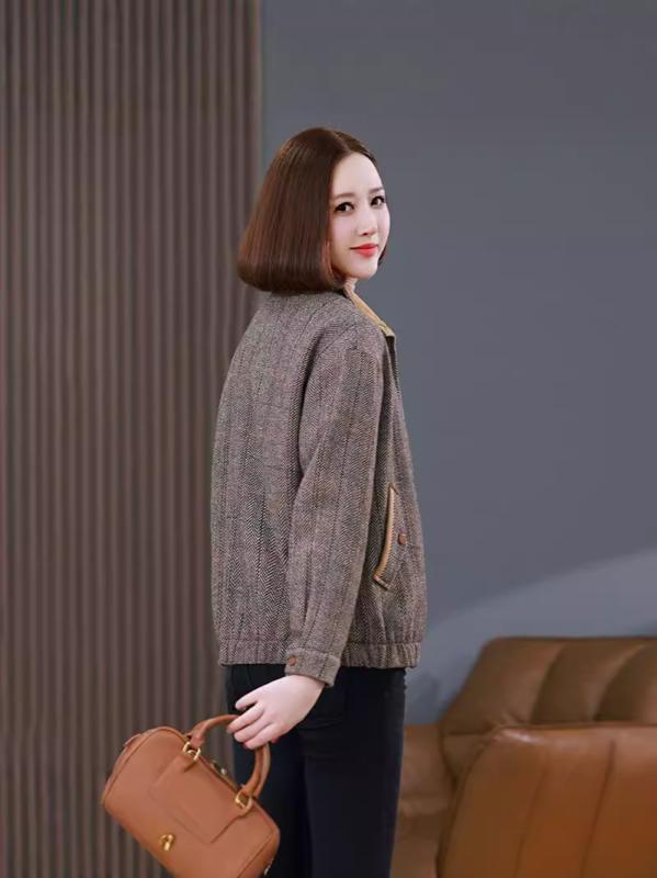 アウター レディース 秋冬 長袖 襟付き ミドル丈 ジャケット ブルゾン ゆったり 大きいサイズ 体型カバー ポケット付き ギャザー カジュアル きれいめ おしゃれ 普段使い 通勤 オフィス ポリエステル