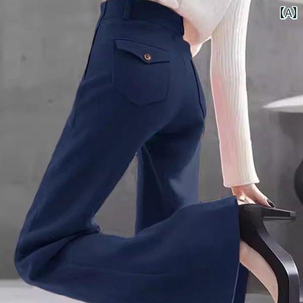 パンツ レディース フレアパンツ ワイドパンツ ハイウエスト ロング丈 着痩せ 美脚 きれいめ おしゃれ 通勤 オフィス 着回し ポリエス..