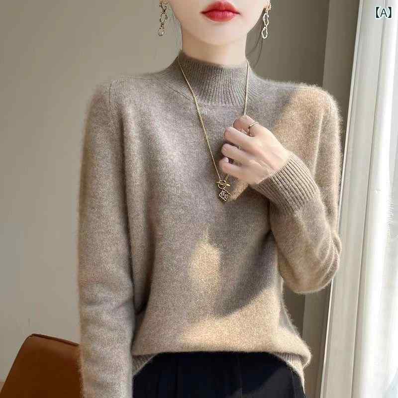 ニット レディース 女性用 セーター 毛玉になりにくい ゆったり ルーズフィット 長袖 ハイネック ボトルネック プルオーバー インナー 重ね着 きれいめ カジュアル オフィス 通勤 秋冬 ポリエステル混紡