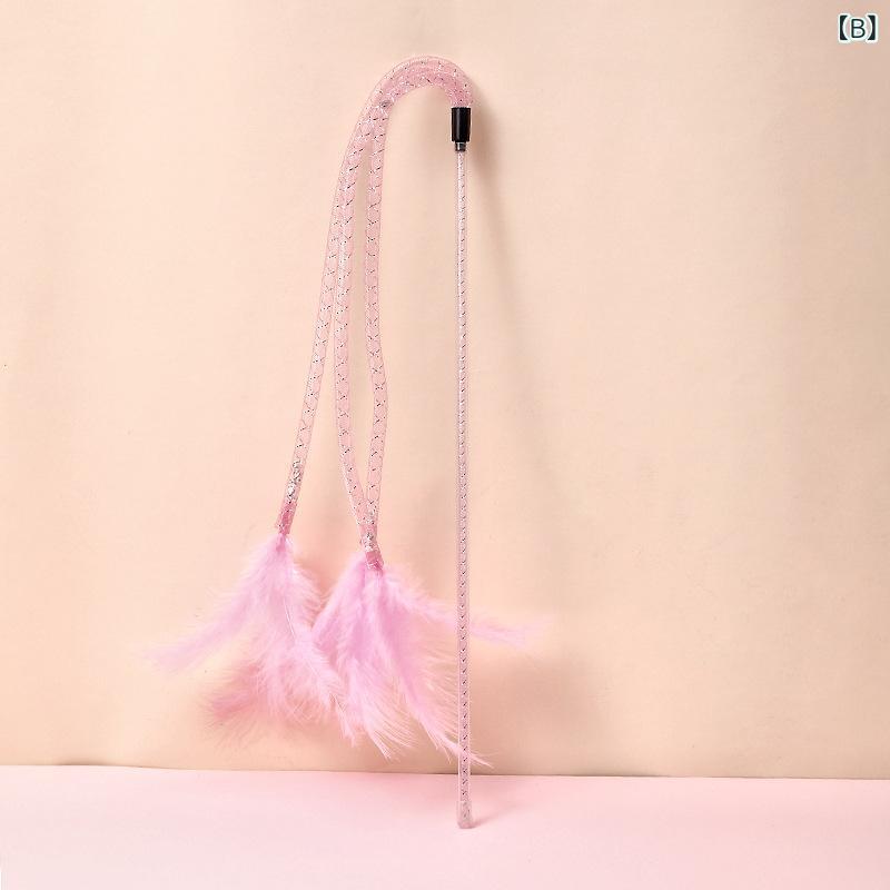 narukiの猫おもちゃ 逗猫棒 ペット用品 羽毛 鈴付き ロング ロングロッド 噛み防止 一人遊び おもちゃ 鈴 かわいい 運動不足解消 玩具 鈴付きおもちゃ 42cm｜アングル2