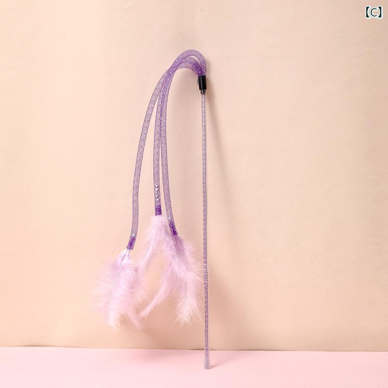 narukiの猫おもちゃ 逗猫棒 ペット用品 羽毛 鈴付き ロング ロングロッド 噛み防止 一人遊び おもちゃ 鈴 かわいい 運動不足解消 玩具 鈴付きおもちゃ 42cm｜アングル3