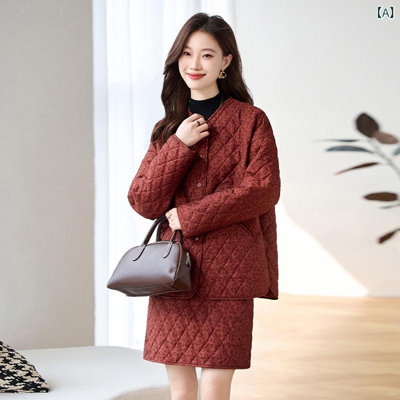 中綿コート レディース 秋冬 韓国 ファッション 厚手 防寒 アウター セットアップ オフィス 通勤 きれいめ ゆったり ビッグサイズ Vネック 長袖 ポケット付き