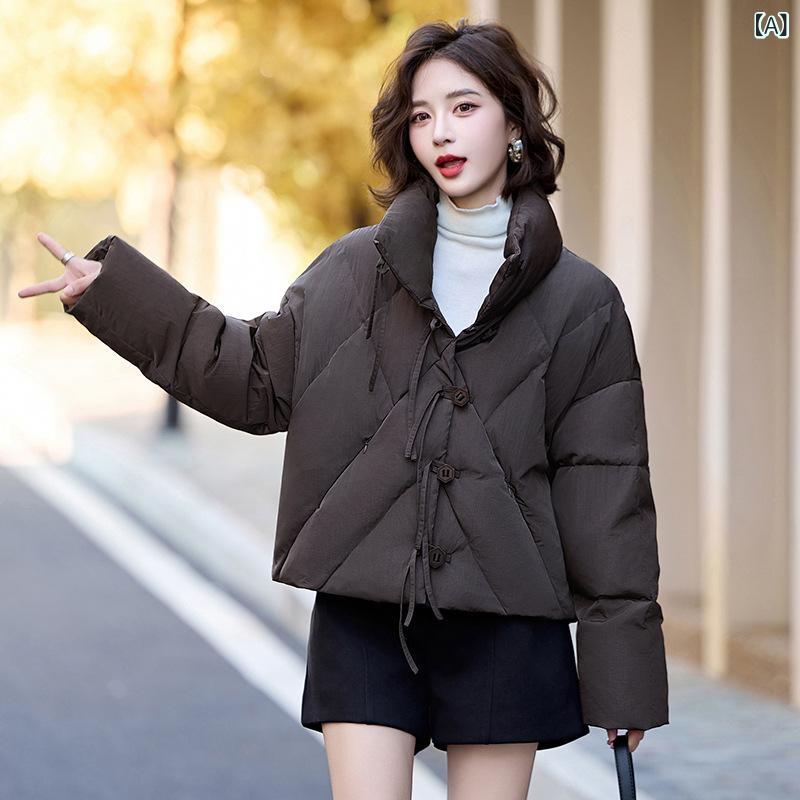 ダウンジャケット レディース デザイン ショート丈 パン型 フード付き ゆったり 冬 厚手 保温 防寒 ホワイトダックダウン ポリエステル カジュアル 普段使い