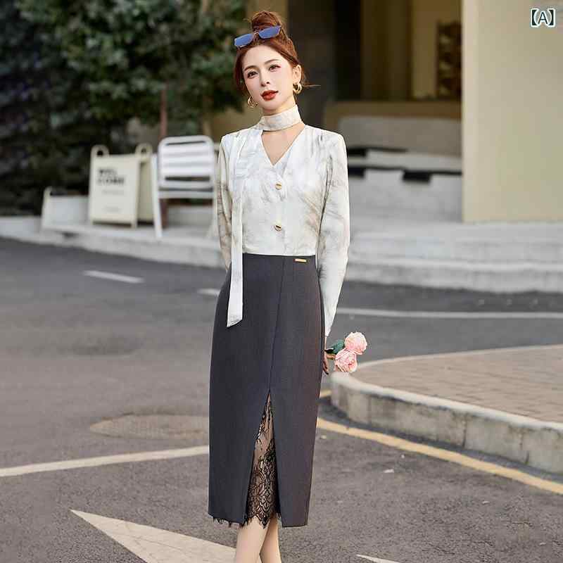 ・カテゴリ: ワンピース・スタイル: ベーシック、エレガント通勤・主な素材: 莱赛尔、ポリエステル・柄: 水墨画風花柄・ディテール: パッチワーク、切り替え・丈: ミディ丈・スカートタイプ: タイトスカート・ネックライン: Vネック・袖タイ...