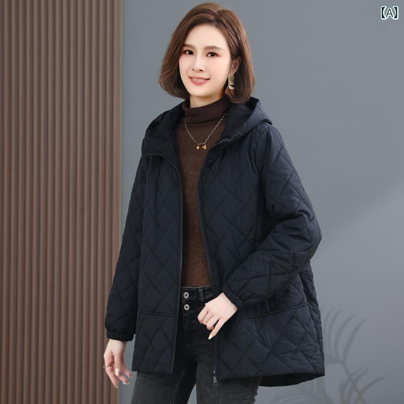 中綿コート レディース フード付き ゆったり ルーズフィット 大きいサイズ ママ ミセス 着痩せ スタイルアップ キルティング カジュアル 普段使い 防寒 保温 アウター 冬物 ミドル丈 厚手