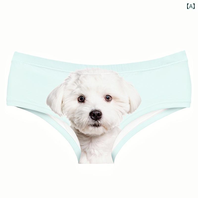 ショーツ レディース かわいい 犬柄 ドッグプリント 淡いブルー ローライズ 三角パンツ 肌触り快適 通気性抜群 ヒップアップ ポリエステル スイート 普段使い 春夏