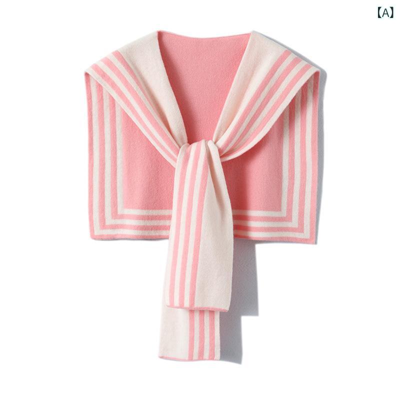 ショール レディース ニット ウール 切り替えカラー ネックウォーマー マフラー ストール ケープ 羽織り 多機能 マルチウェイ 保温 防寒 高級感 秋冬 ピンク ベージュ ブルー ブラック