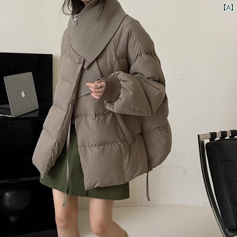 ダウンジャケット レディース 女性用 マフラー襟 スカーフカラー 上質ホワイトダックダウン 96% 厚手 肉厚 防寒 保温性 暖かい ゆったり オーバーサイズ ビッグシルエット ロング丈 マキシ丈 デザイン性 通勤 通学 普段使い 秋冬 アウター コート