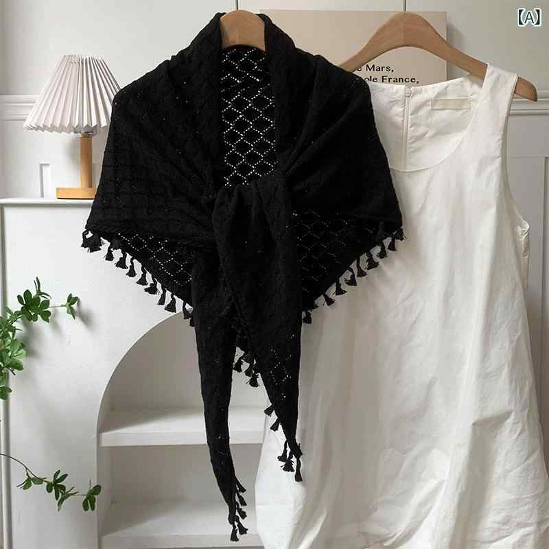 ショール レディース UVカット ニット 羽織り 高級感 春秋 長袖 フリンジ ストール ポリエステル 着回し 多用途 デイリー 日焼け対策 エレガント