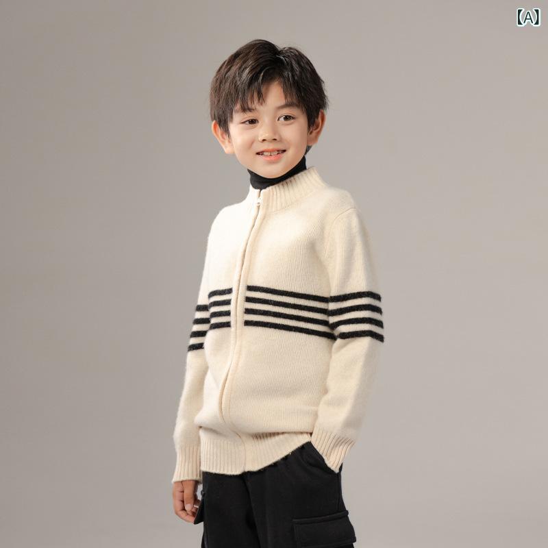 カーディガン キッズ 男女兼用 トップス 韓国風 ウール100% 純毛 厚手 ハーフネック 秋冬春 あったか 保温 柔らかい 肌触り抜群 カジュアル お出かけ 通学 普段使い