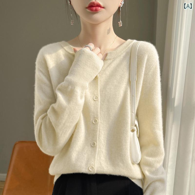 ニット カーディガン レディース 女性用 春秋 無地 シンプル ベーシック 柔らか ソフト ラウンドネック 長袖 ゆったり オーバーサイズ リブ編み アクリル ポリエステル素材 中肉厚 通勤 オフィス カジュアル 羽織り