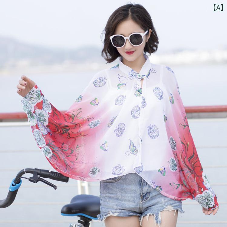 UVカット カーディガン レディース シフォン 長袖 ボタン 花柄 プリント 日焼け対策 運転 サイクリング..