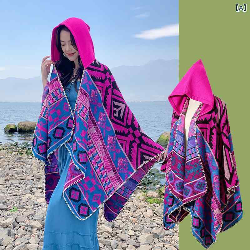 ・性別: 女性・編み方: 経編・主な素材: フェイク・柄: チェック・機能: 保温・加工方法: ジャカード・流行要素: チェック・スタイル: プルオーバーポンチョ・幅: 135cm・テイスト: レトロエスニック・カラー展開: ピンク、レッド、ワインレッド、オレンジ、ブルー、キャメル・長さ: 135cm×150cm