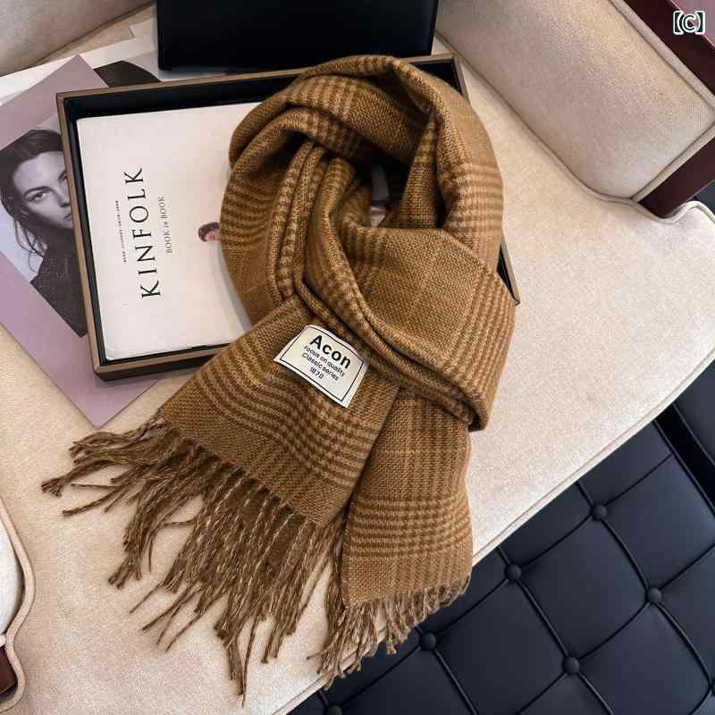 マフラー レディース 冬 厚手 カシミヤタッチ ロング ストール 大判 チェック柄 フリンジ 防寒 保温 普段使い カジュアル かわいい 韓国風