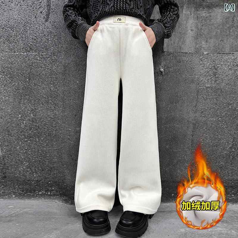 ・スタイル: カジュアル・主な素材: 綿混紡（アセテート繊維80%）・丈: ロングパンツ・対象性別: 女の子・対象年齢: 8歳以上、身長140cm以上・季節: 春、秋、冬・カテゴリ: 子供用カジュアルパンツ・生地加工: 柔軟加工・柄: 無地...