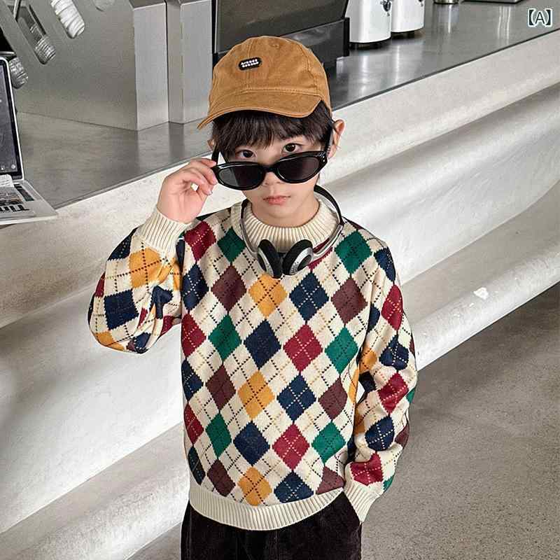 ・カテゴリ: 子供用セーター・性別: 男性・対象年齢: 3〜8歳・スタイル: カジュアル・厚さ: 厚手・袖丈: 長袖・主な素材: ポリエステル・カラー: 花色・サイズ展開: 90cm, 100cm, 110cm, 120cm, 130cm, 140cm, 150cm, 160cm, 170cm