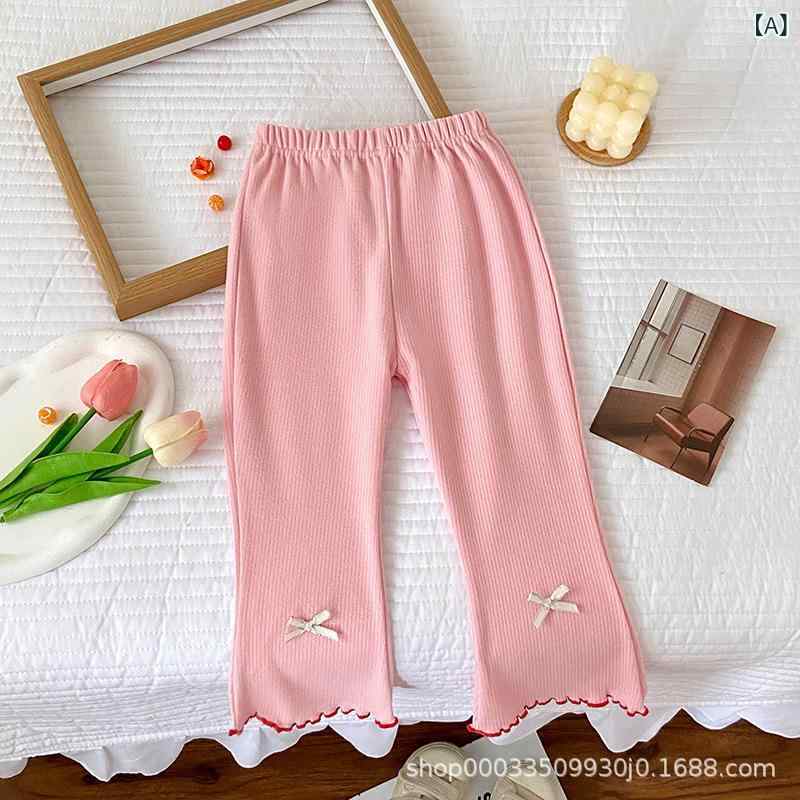 レギンス キッズ 女の子 春秋 フレア スリムフィット ウエストゴム 快適 ポリエステル ロング丈 ミドル..