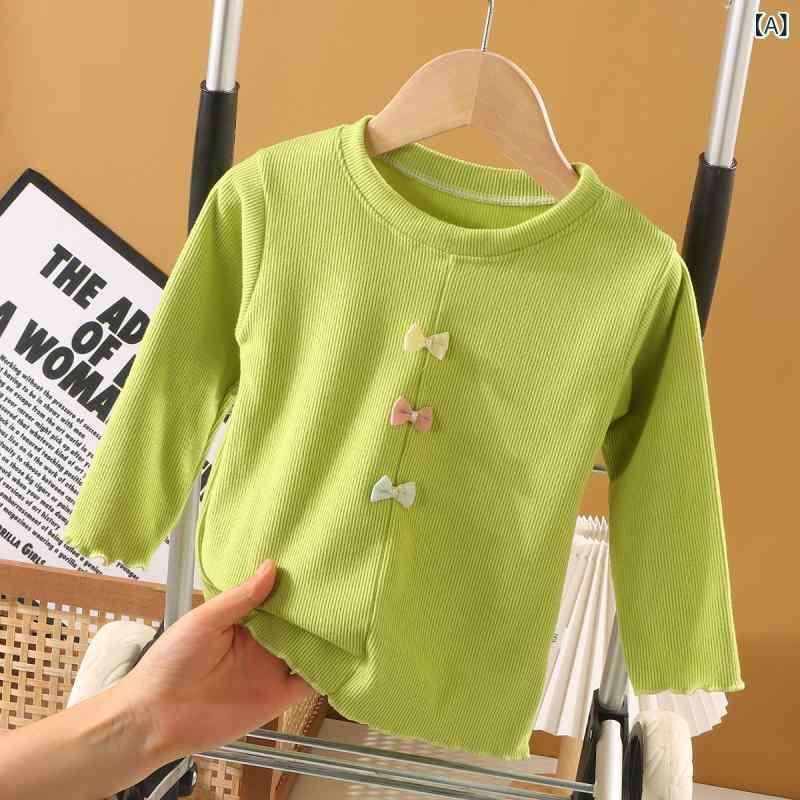 Rakuten - トップス 女の子 ベビー キッズ 秋冬 長袖Tシャツ インナー 裏起毛 保温 あったか 無地 かわいい スウィート おしゃれ カジュアル 着回し 万能 普段使い 通園 韓国ファッション