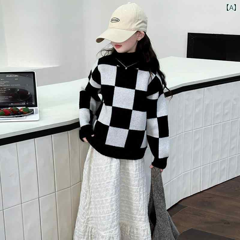 ニット 女の子 キッズ ジュニア 秋冬 厚手 ハイネック タートルネック 裏起毛 防寒 保温 長袖 プルオー..