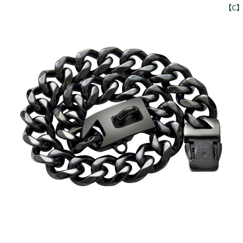 narukiの首輪 犬用 ゴールド チェーン 19mm 極太 ステンレス製 チョーカー 頑丈 噛み癖防止 ペット用 ネックレス メッキ加工 金属アレルギー対応｜アングル3