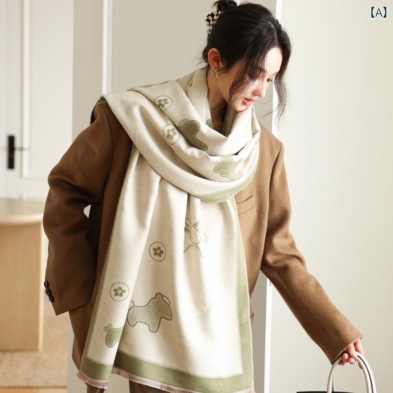 ショール レディース フェイクカシミヤ カシミヤタッチ 両面 大判 厚手 ロング 秋冬 マフラー ネックウ..