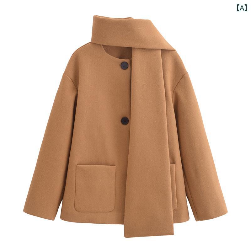 乐天商城 - コート レディース 女性用 秋冬 欧米風 エレガント 上品 Vネック ショールカラー ロング丈 ゆったり カシミヤ混紡 フェイクファー調 厚手 通勤 ビジネス カジュアル ダークベージュ カーキ ブラック ネイビー ワインレッド