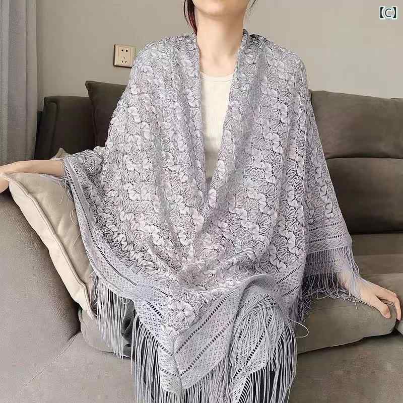 ショール 女性用 エスニック 透かし編み 結婚式 フォーマル 日焼け対策 UV対策 オフィス 冷房対策 大判 ポリエステル製 エレガント 上品 ファッション小物 春夏