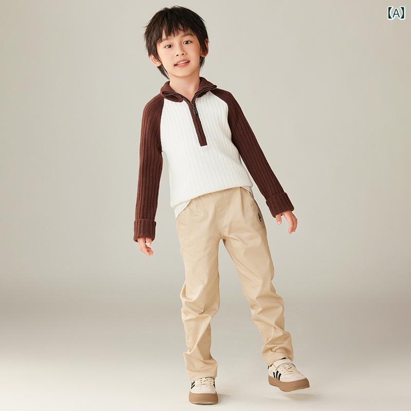 カーディガン 男の子 ジュニア 子供 ベビー 秋冬 ウール100 純毛 ハーフジップ ハイネック タートルネック スクール風 プレッピー バイカラー 配色切り替え 長袖 柔らかな肌触り 白 グレー 羽織り ニットウェア トップス
