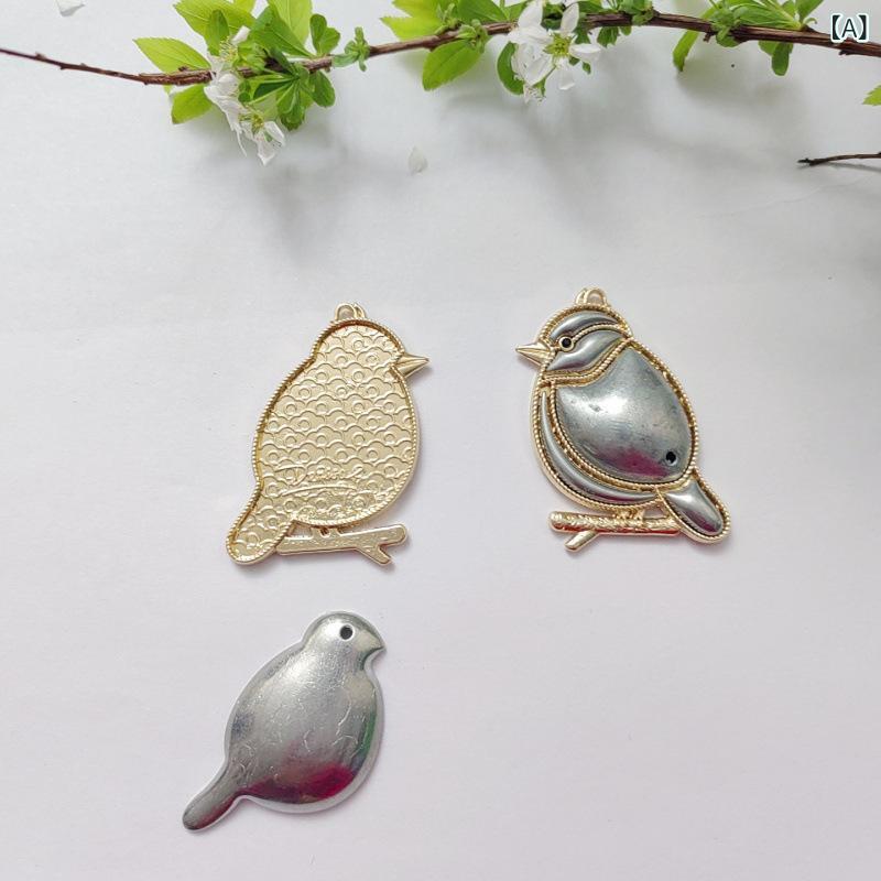 アクセサリーパーツ DIY 手作りキット ネオチャイニーズスタイル 中華風 胸飾り ブローチ 鳥モチーフ 宋錦 クレープサテン 布工芸 メタルベース 金属製台座 空枠 フレームパーツ