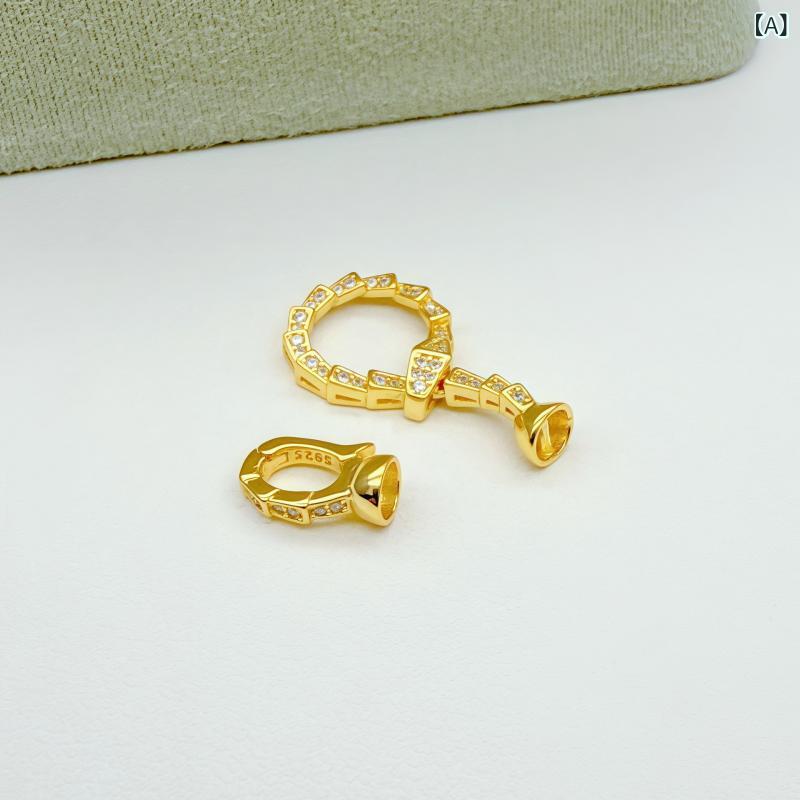 アクセサリーパーツ S925 純銀 スターリングシルバー 蛇モチーフ スネーク クラスプ 留め具 パール パ..