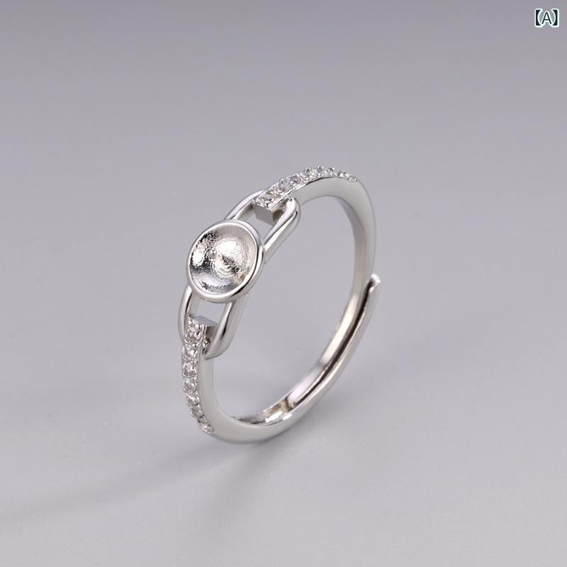 指輪 レディース パール ジルコニア マイクロセッティング DIY空枠パーツ 個性的 高級感 銅製 電気メッ..