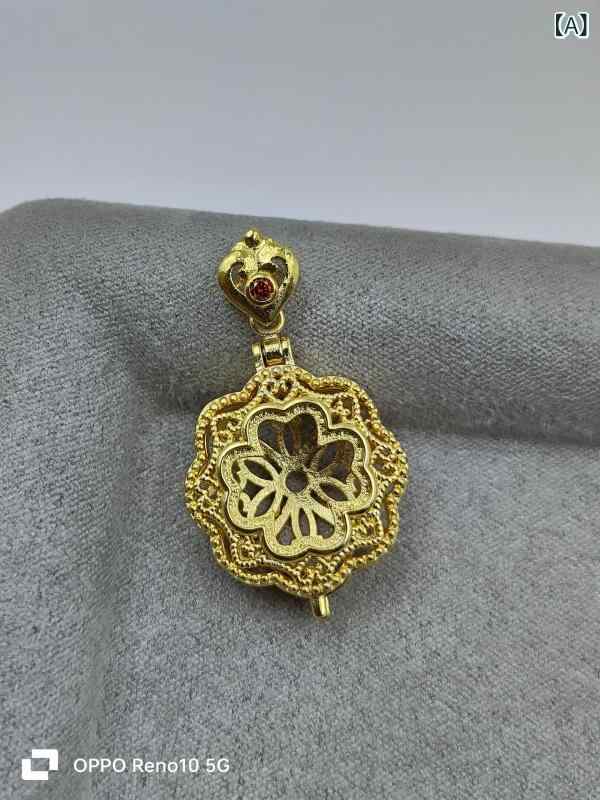 ペンダント レディース 中国風 民族調 蓮の花 フィリグリー ジルコニア 象嵌 サシェ 香り袋 銅製 電気..